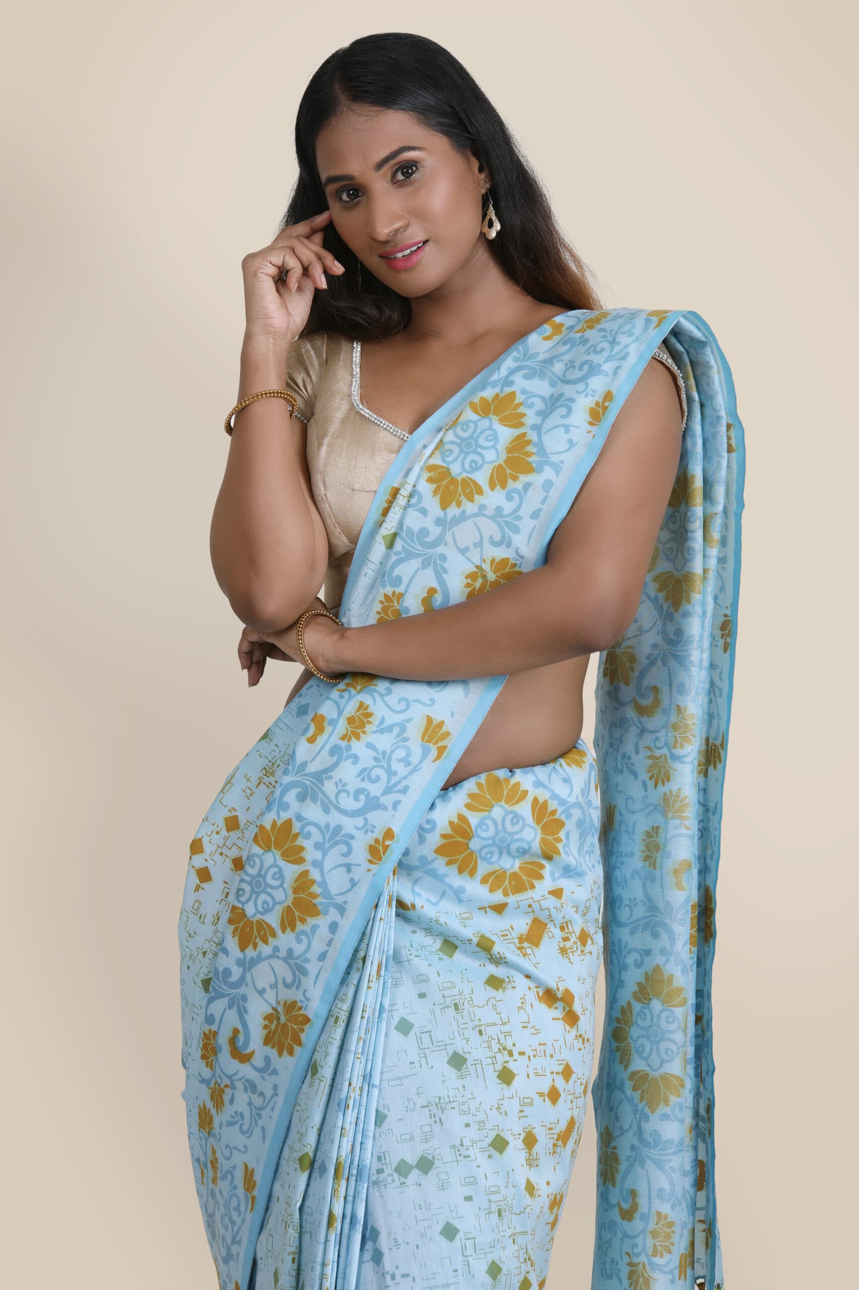 RangBhoomi Sarees : Sky Blue.
