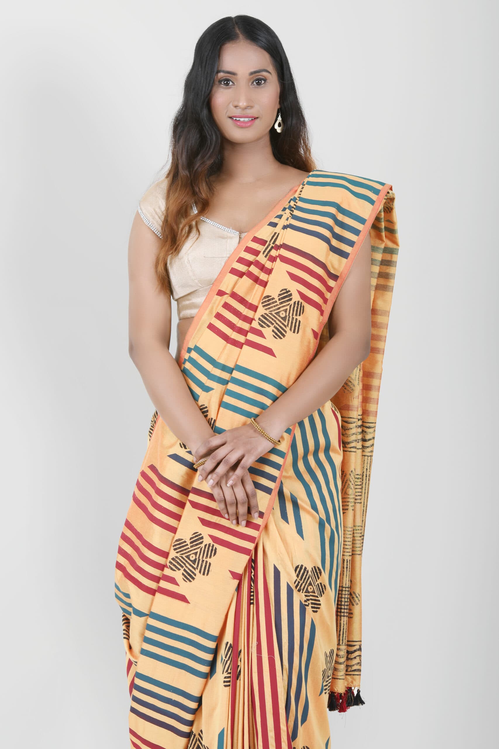 RangBhoomi Sarees : Stripped Gold