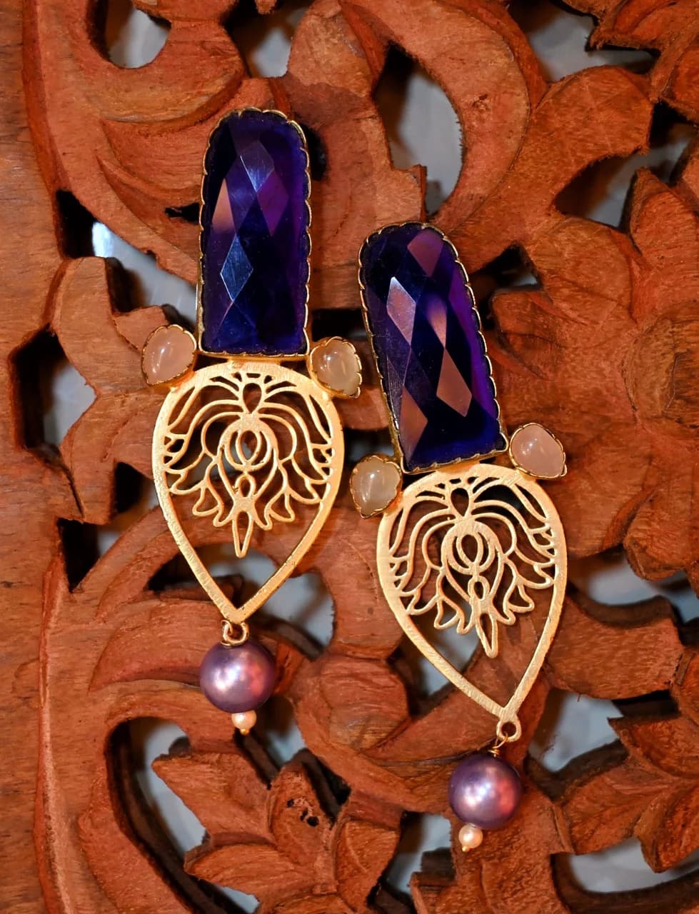 Blue Stone Filagree Earring