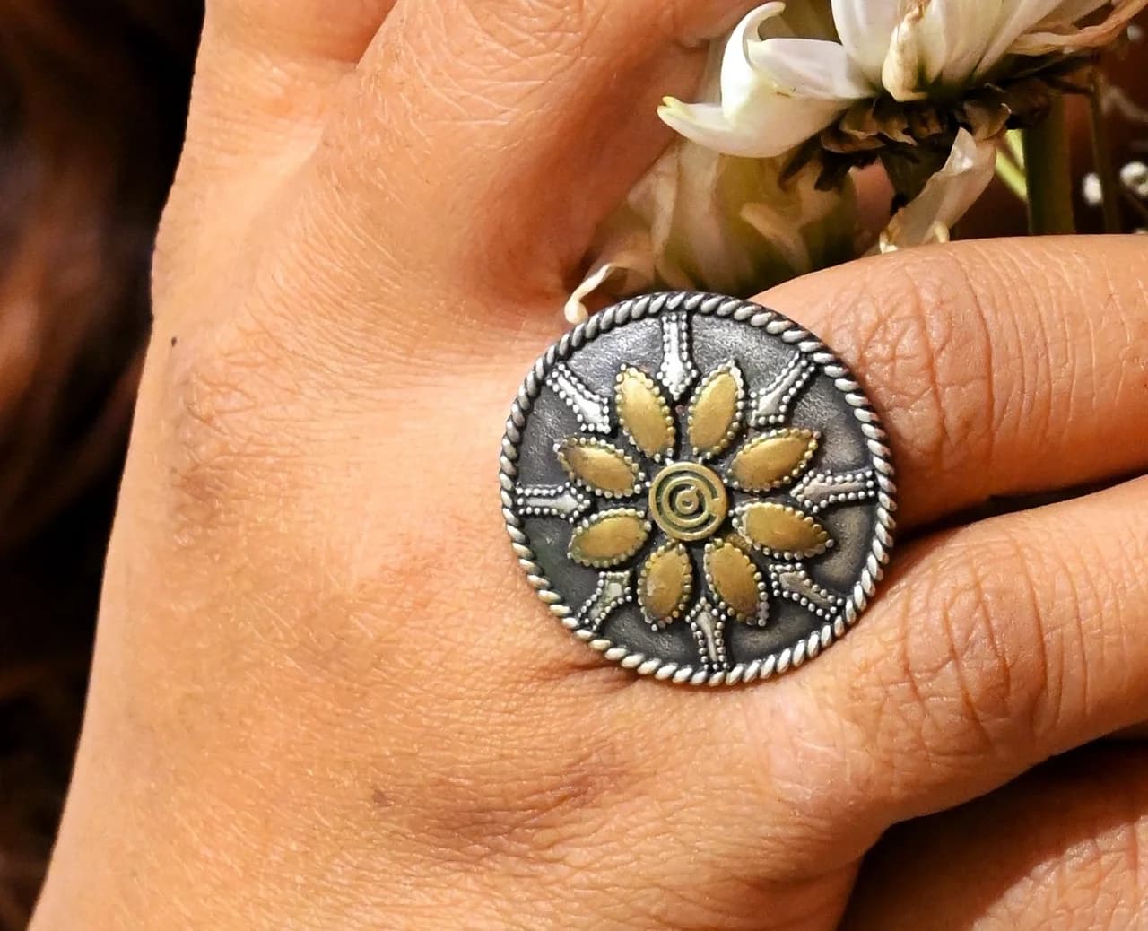Floral Shield Ring