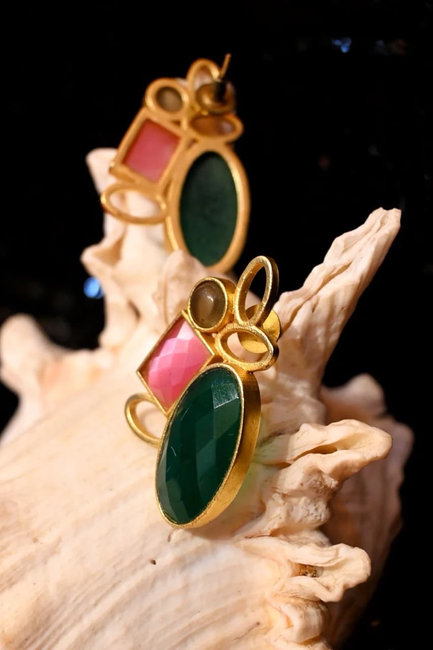 Green Druzy Earrings