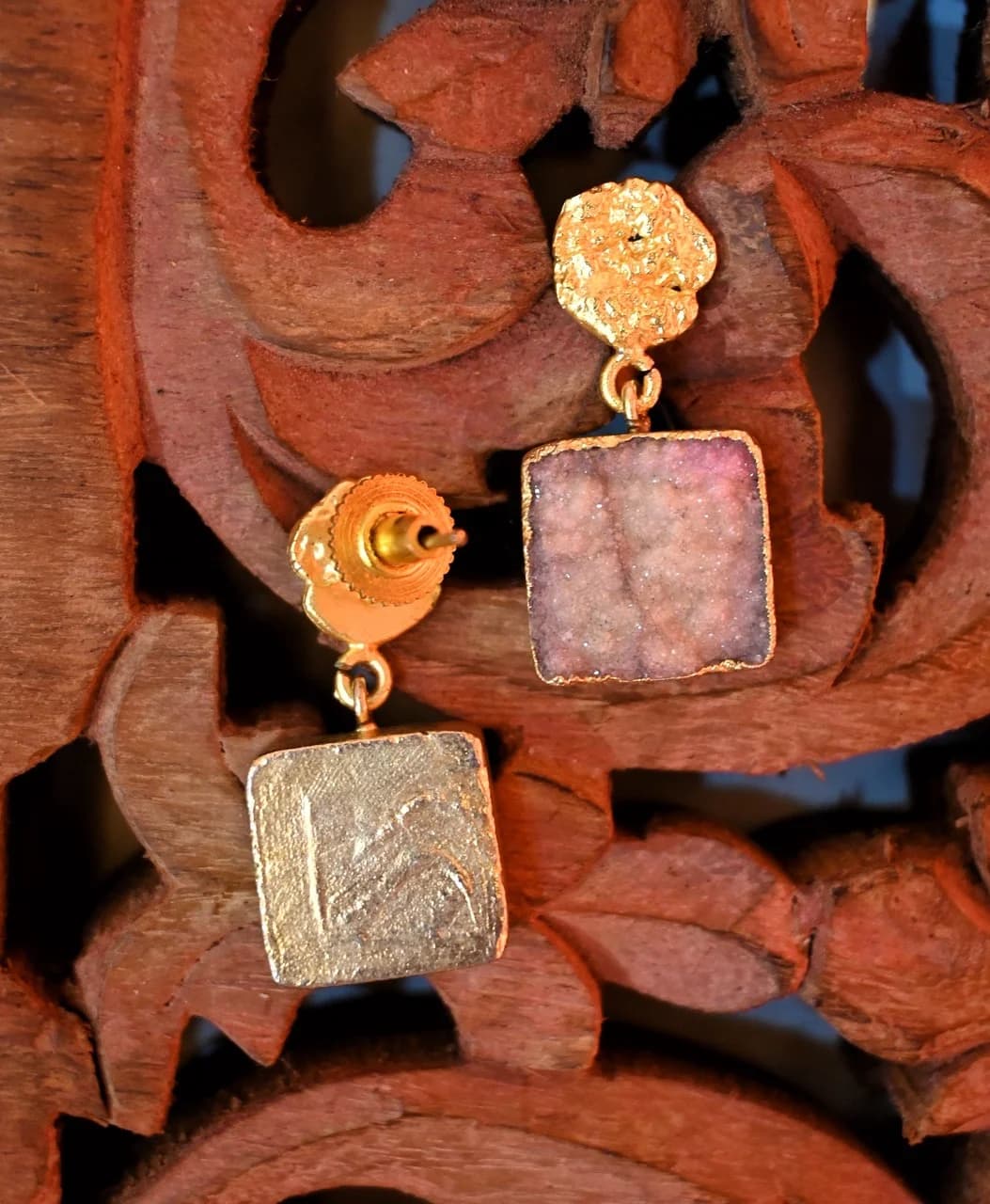 Hammered Druzy Earrings