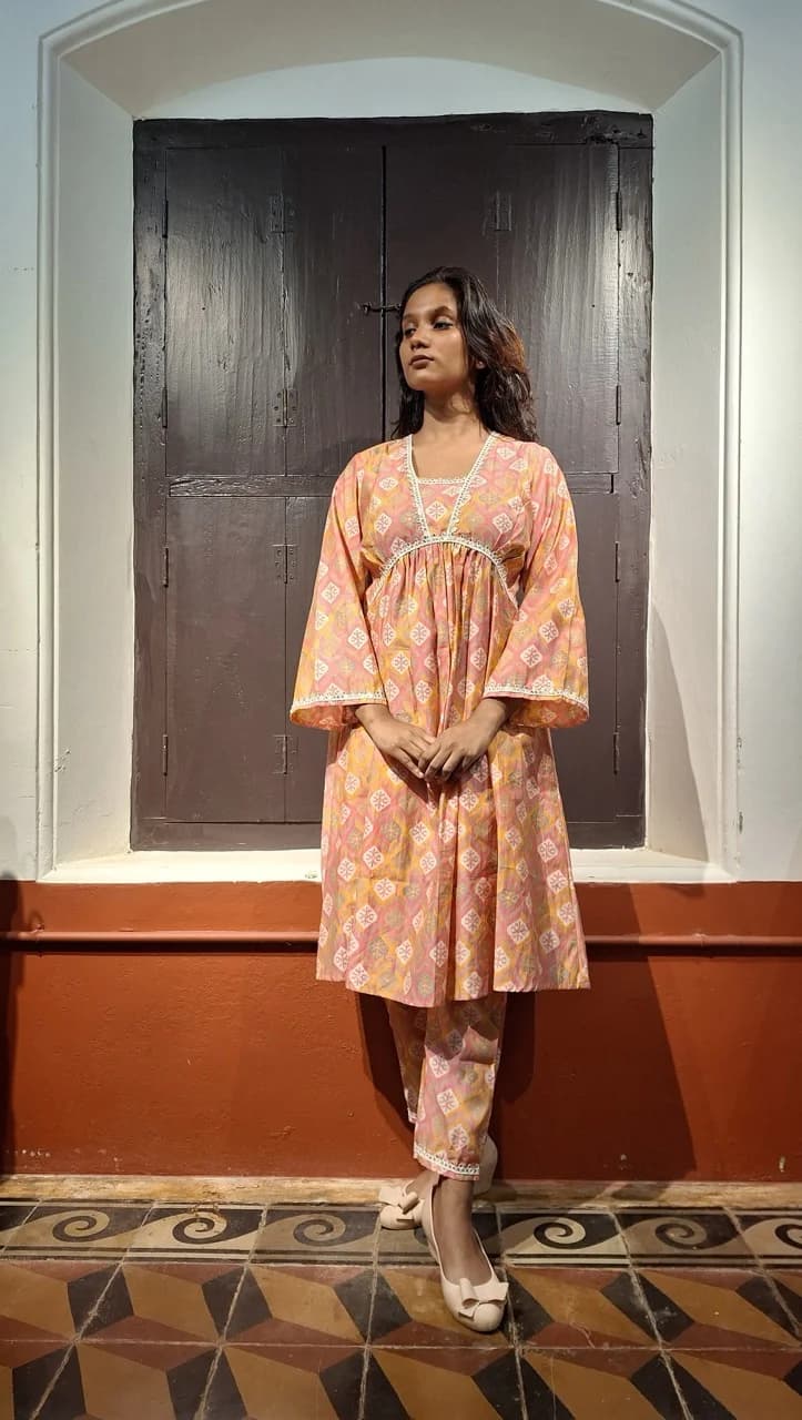 Peach Muslin Suit