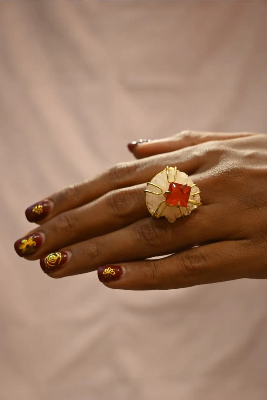 Pink Druzy Ring