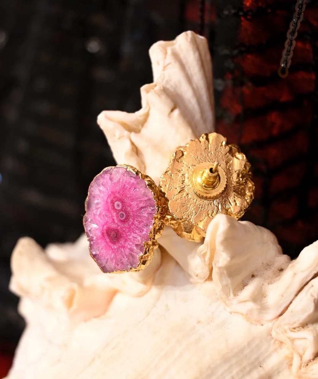 Pink Druzy Studs
