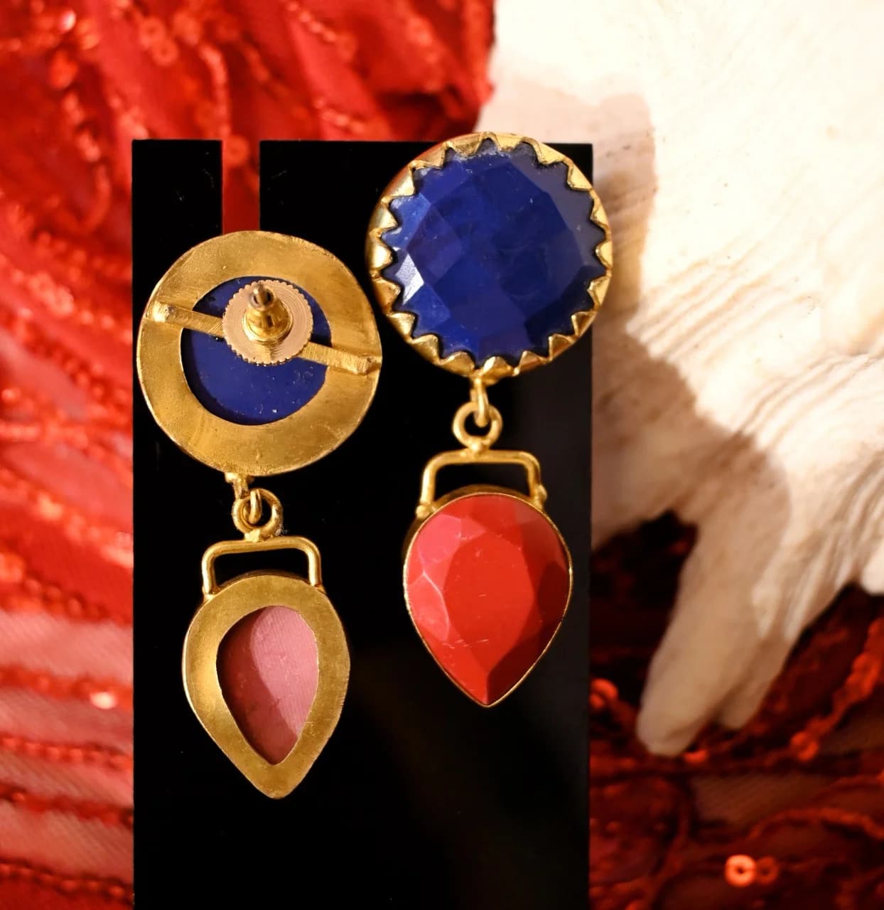 Red And Blue Druzy Drops