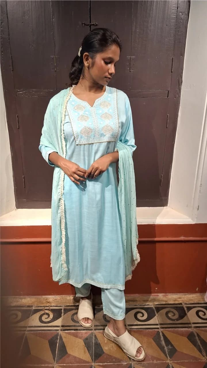 Sky Blue Rayon Suit