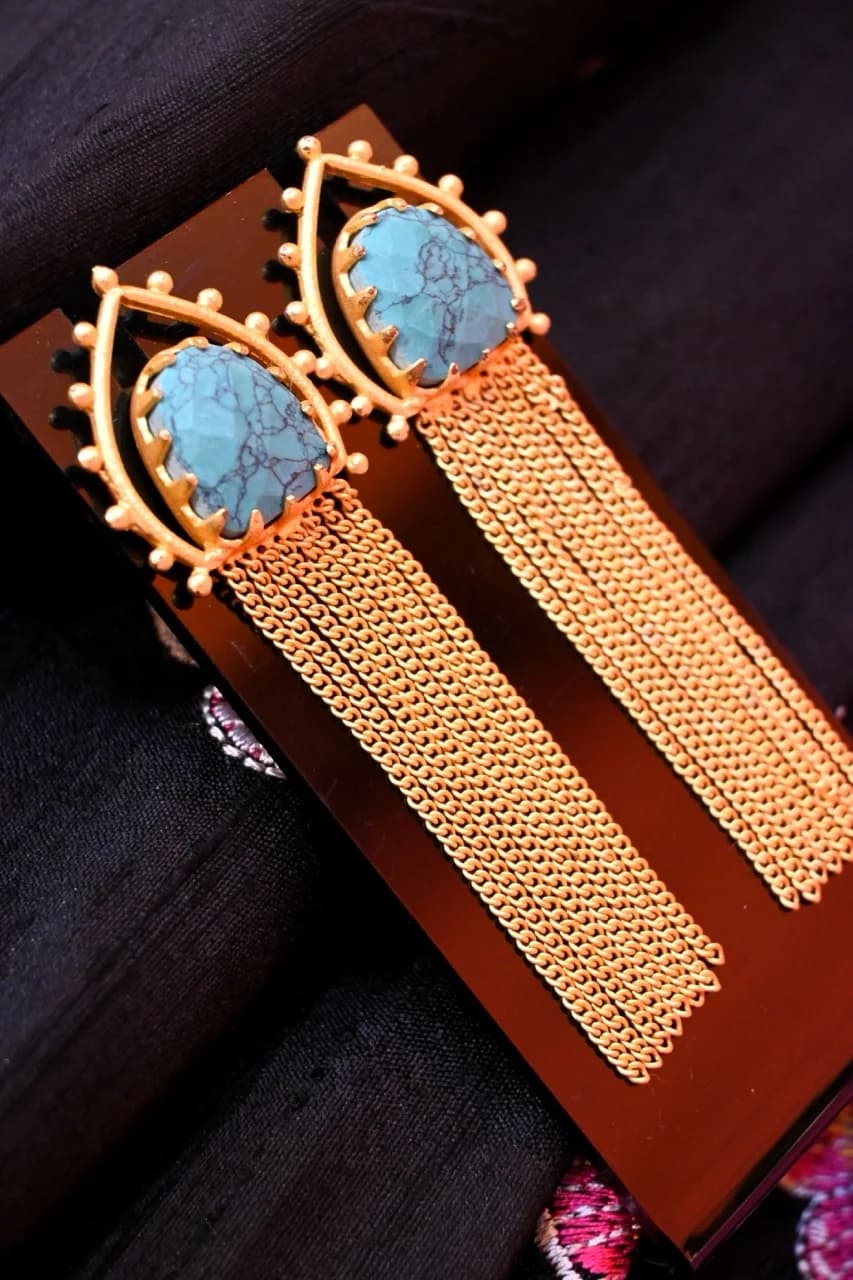 Turquoise Tasseled Earrings