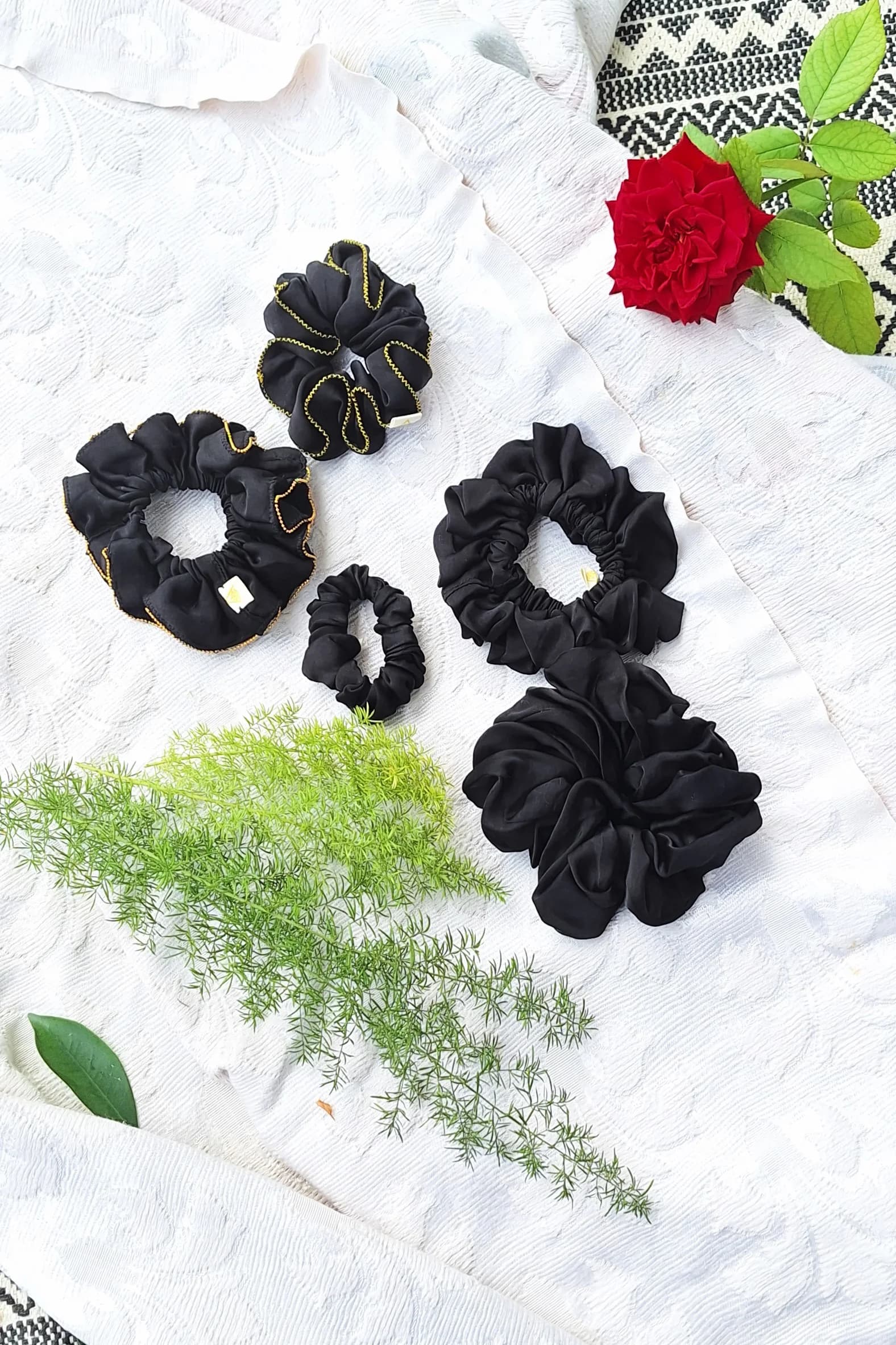 Classic Black Satin Scrunchie