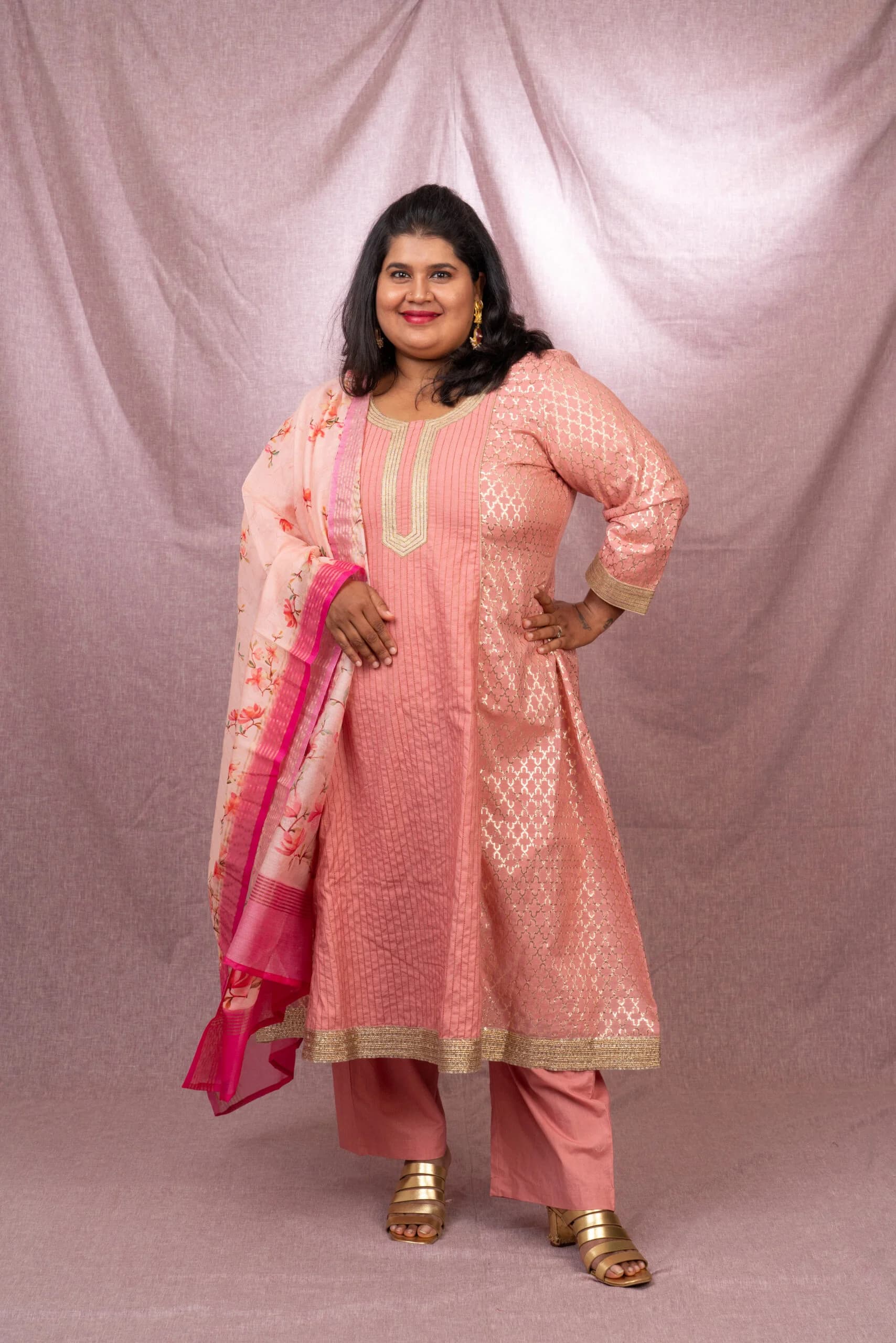 Kanira |Chanderi |Dusty Pink