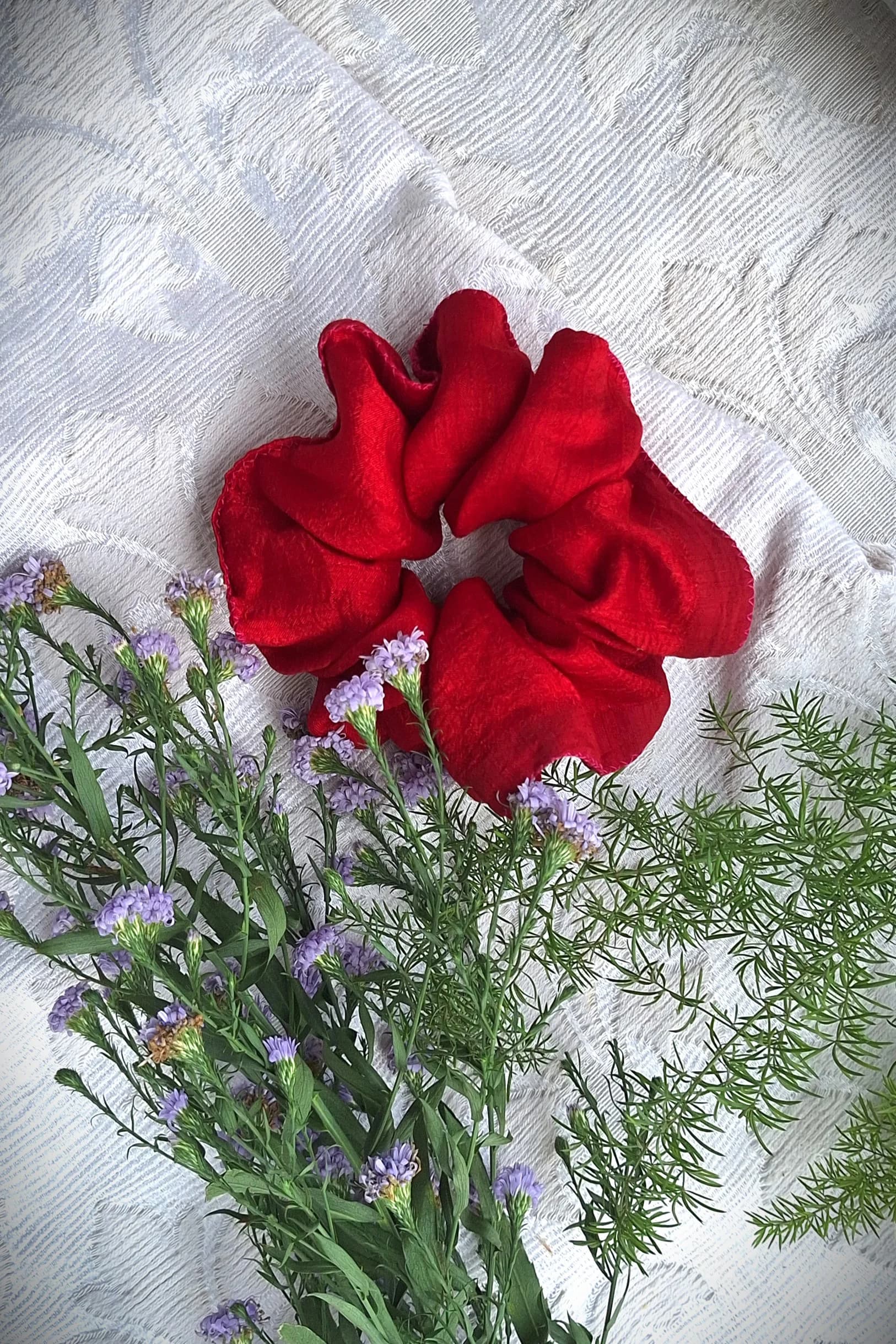 Red Fluffy Scrunchie