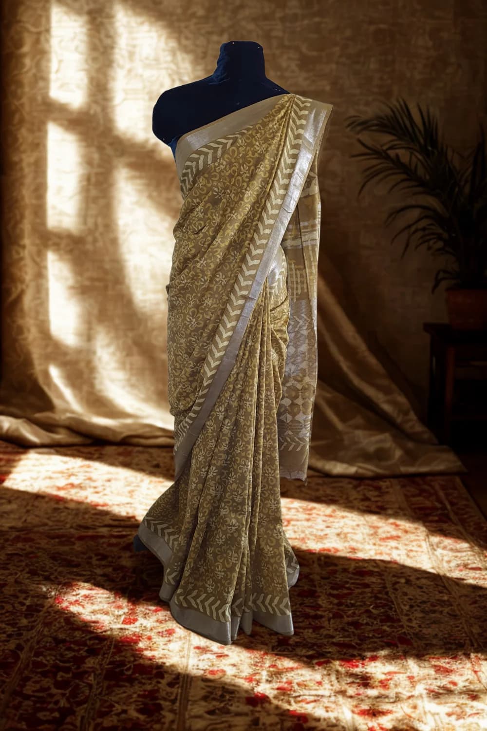 Mireya : Linen Saree| Mustard